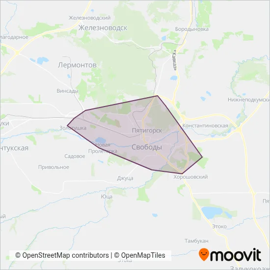 PyatigorskPassengerAutoTrans coverage area map