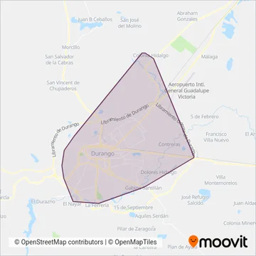 Transportes Del Estado De Durango coverage area map