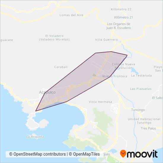 Mapa del área de cobertura de ACABUS Alimentadoras