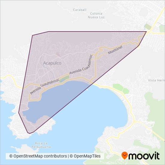 Mapa del área de cobertura de Autobús