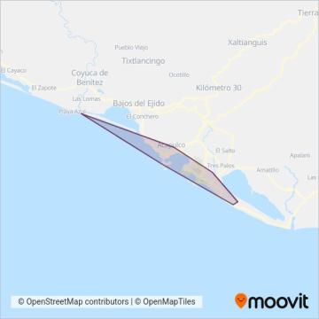 Mapa del área de cobertura de Colectivo