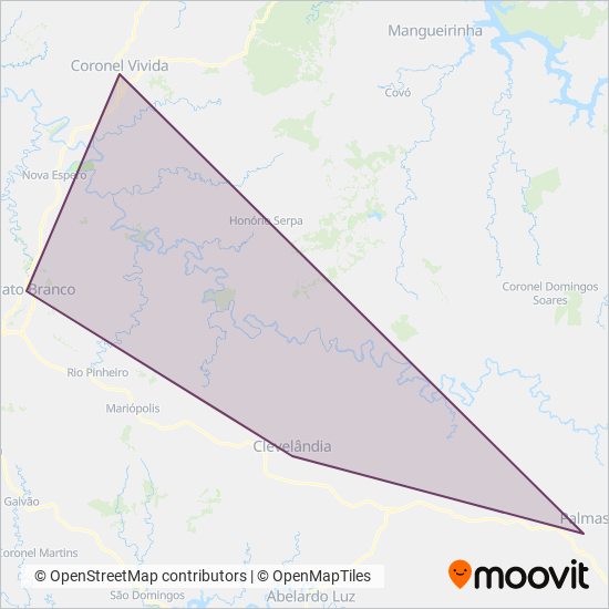Mapa da área de cobertura da Expresso Princesa dos Campos (Rodoviário)