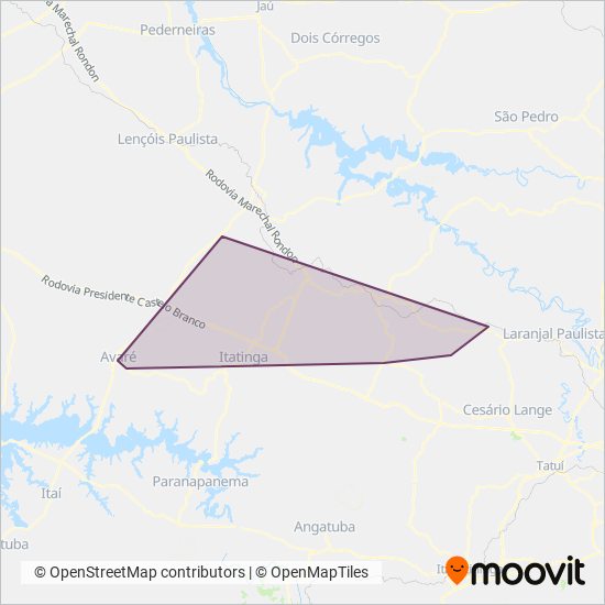 Mapa del área de cobertura de Rápido Luxo Campinas