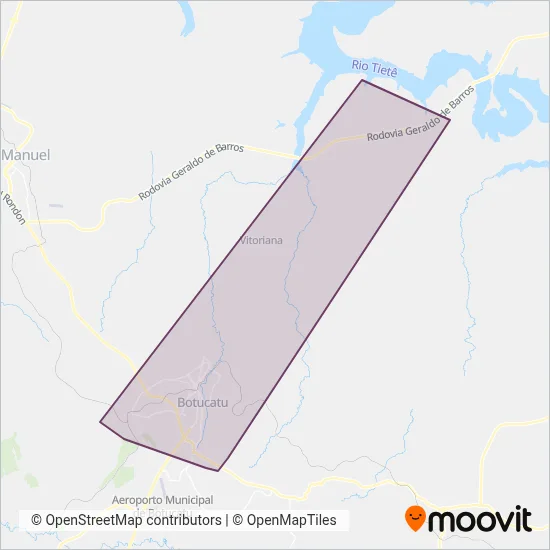 Mapa da área de cobertura da Reta Rápido