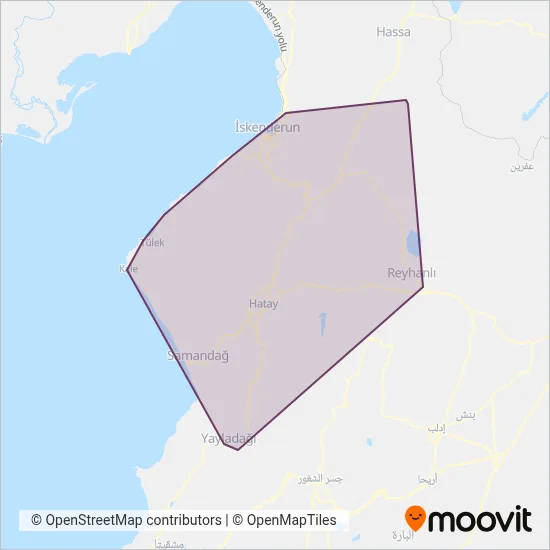 Hatay Büyükşehir Belediyesi coverage area map