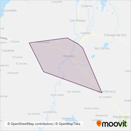 Metrosinú coverage area map