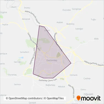 Gaziulaş (Tram) coverage area map