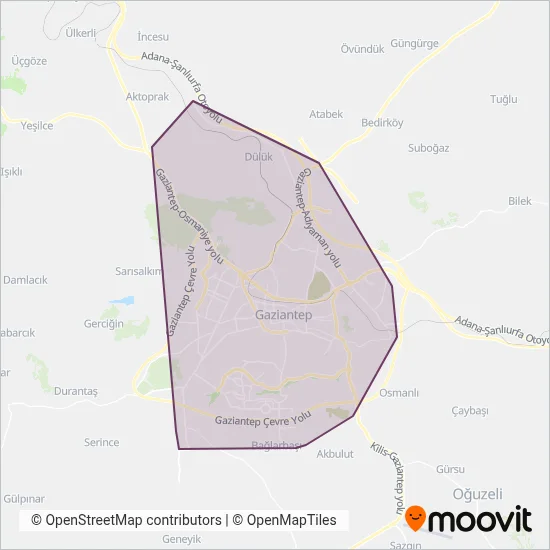 Gaziantep ÖHO coverage area map