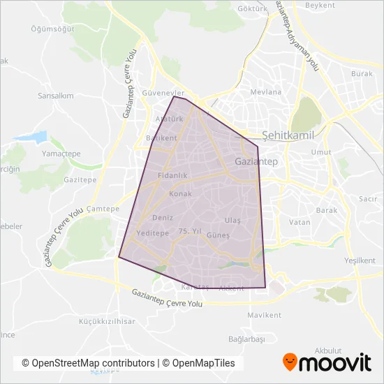 Gaziulaş coverage area map