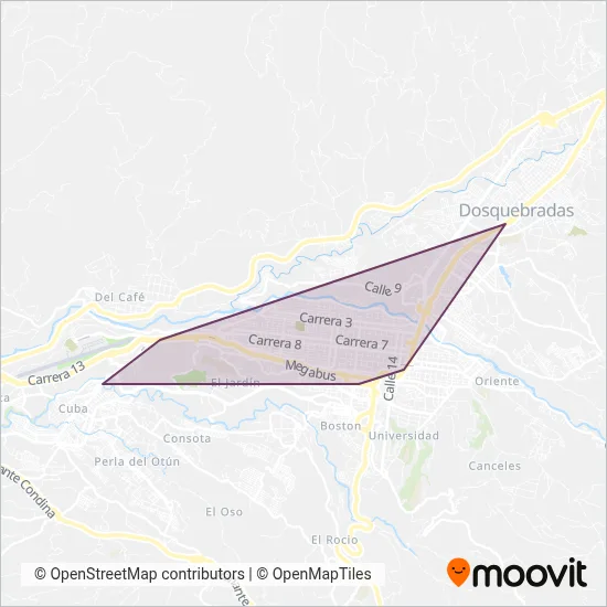Troncales - Megabús coverage area map