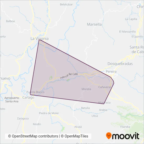 Megabús coverage area map