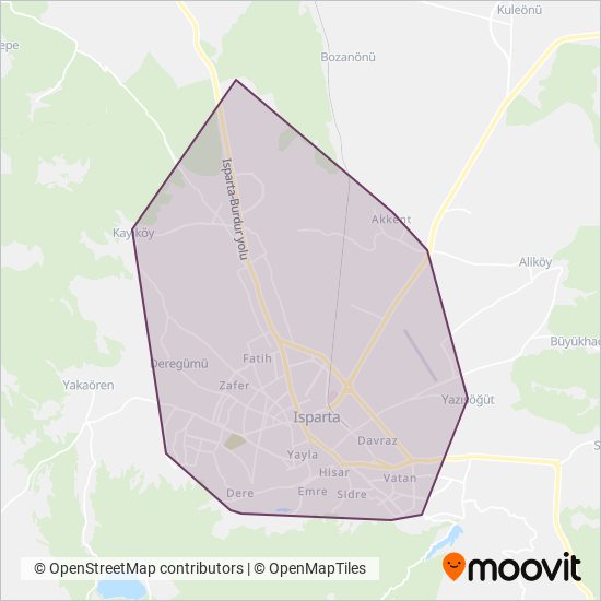 Isparta ÖHO coverage area map