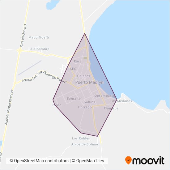 Mapa del área de cobertura de Ceferino del Sur