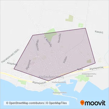 Δημοτική Συγκοινωνία Αλεξανδρούπόλης coverage area map