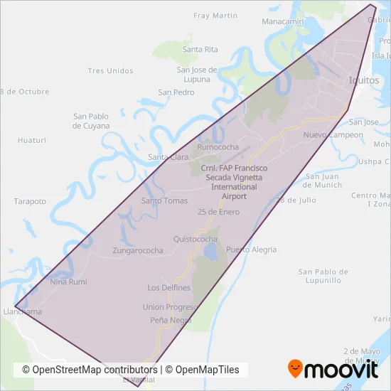 Rutas Interurbanas coverage area map