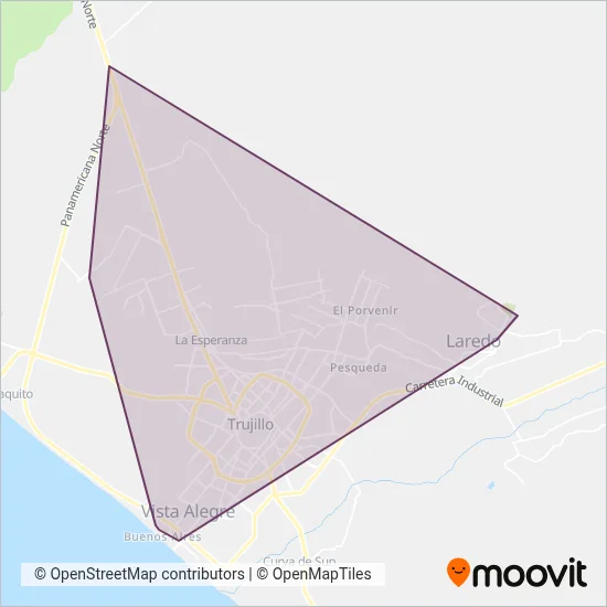 Empresa de Transporte Nuevo California S.A. - ETNCASA coverage area map