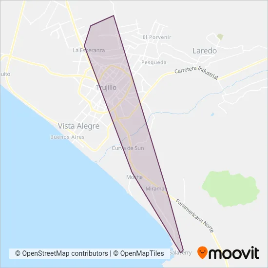 Empresa de Transporte Salaverry Express S.A. - ETSESA coverage area map