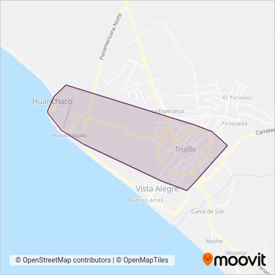 Empresa de Transporte Huanchaco S.A. - ETHSA coverage area map