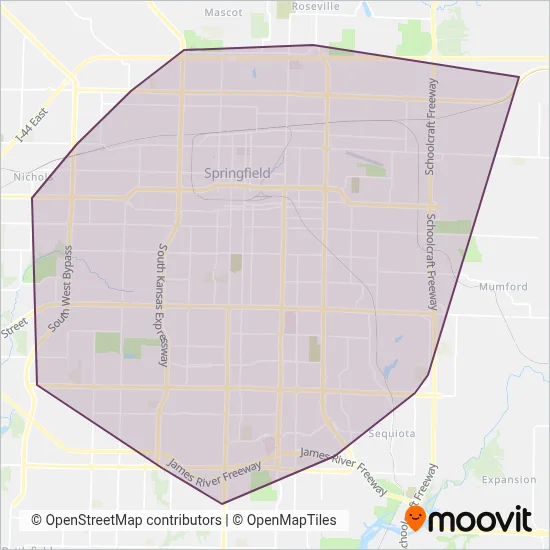 Mapa del área de cobertura de City Utilities of Springfield