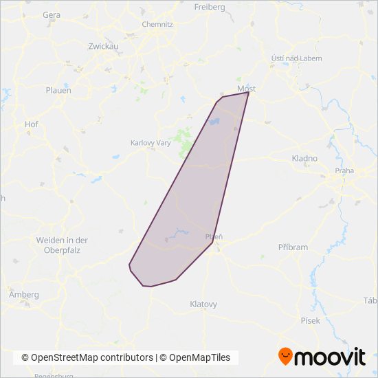 Mapa pokrytí GW Train Regio a.s.