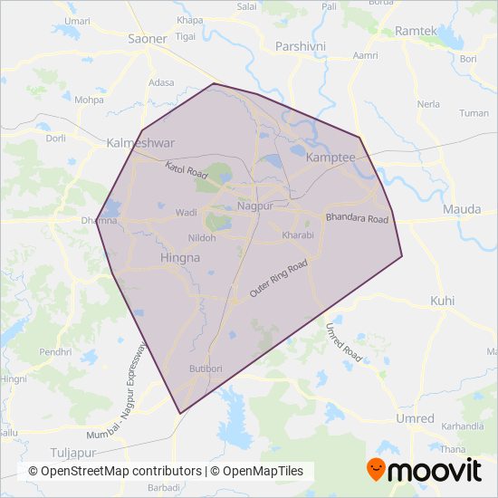 Nagpur Mahanagar Parivahan Limited (NMPL) coverage area map