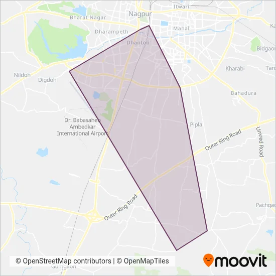 Nagpur Metro Feeder Bus coverage area map