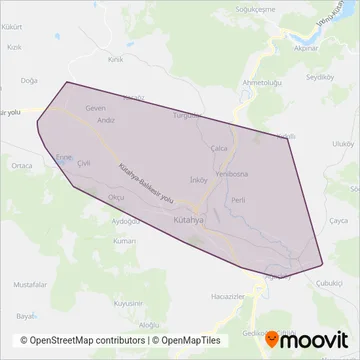 Kütahya Belediyesi coverage area map