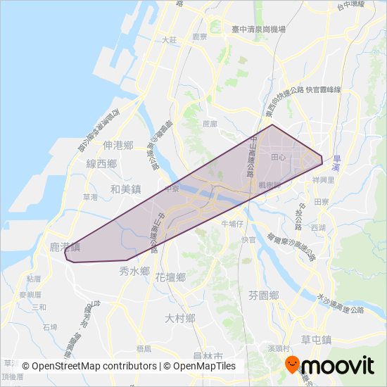 中鹿客運 Chung-Lu Bus Co., Ltd.線路的覆蓋範圍