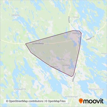 Varkauden paikallisliikenne coverage area map