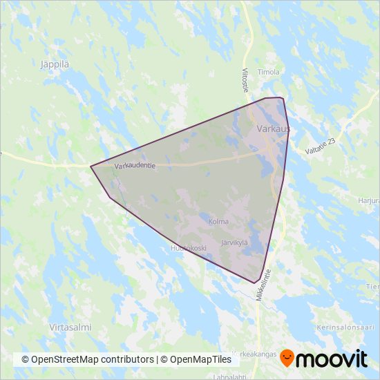 Varkauden paikallisliikenne coverage area map