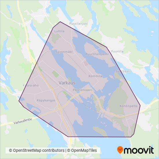 Varkauden palveluliikenne coverage area map
