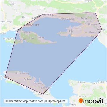 Promet Split d.o.o. karta područja pokrivenosti