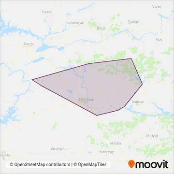 Diyarbakır Büyükşehir Belediyesi İlçe Hatları coverage area map