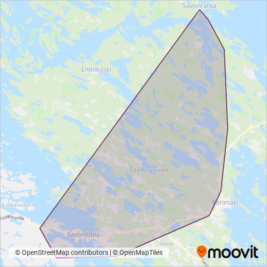 Savonlinnan paikallisliikenne coverage area map