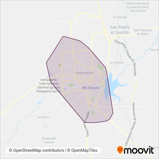 Transporte público de Hermosillo coverage area map