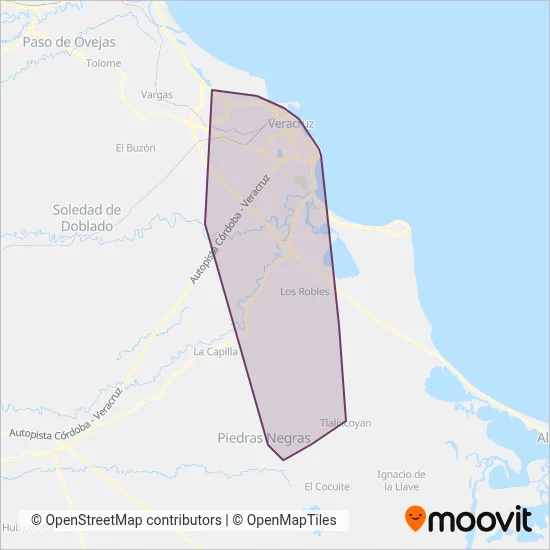 Transporte Público de Veracruz coverage area map