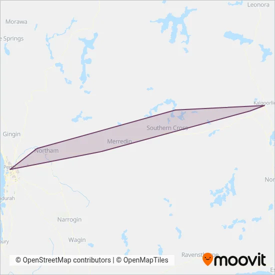 Transwa (Rail) coverage area map