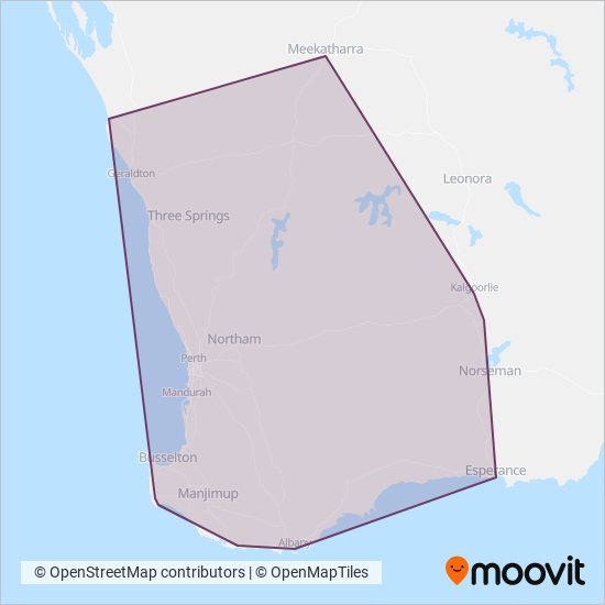 Transwa coverage area map