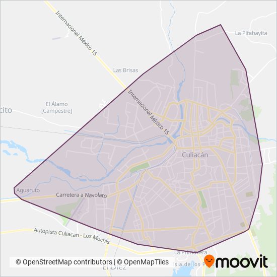 Mapa del área de cobertura de Líneas de Transporte de Culiacán