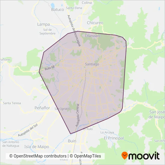 Red Metropolitana de Movilidad coverage area map