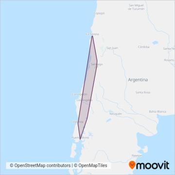Mapa del área de cobertura de FlixBus-cl
