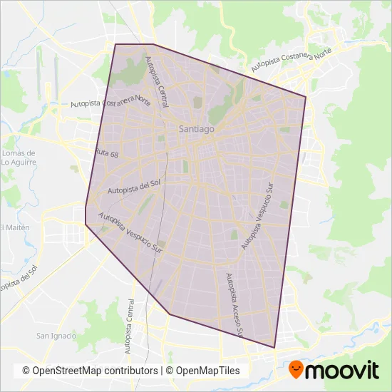 Metro de Santiago coverage area map