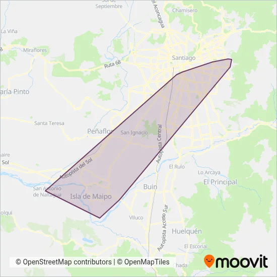 Bus Vecinal coverage area map