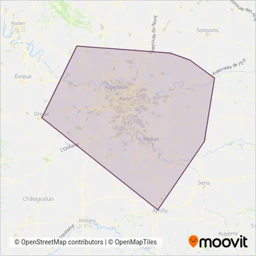 Train Bus de remplacement coverage area map