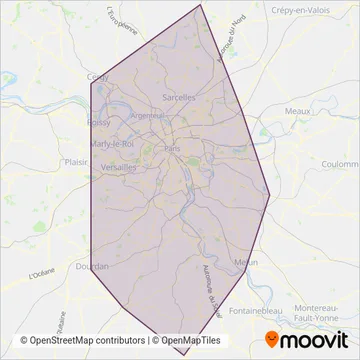 RER Bus de remplacement coverage area map