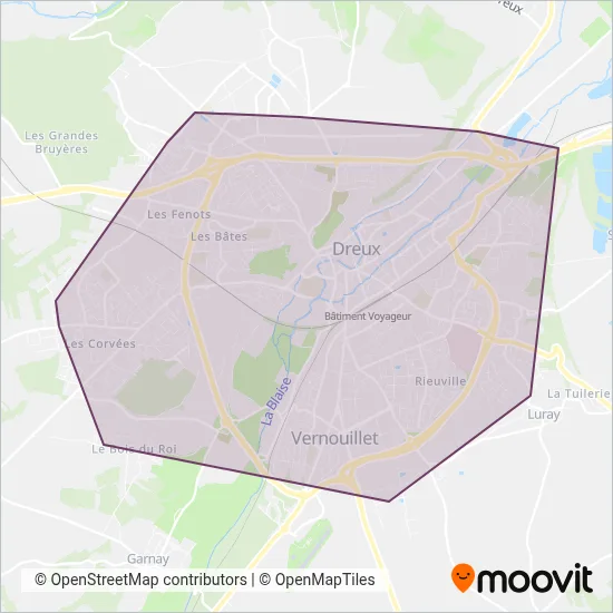 Carte de la zone de couverture de Réseau Linéad | Lignes urbaines