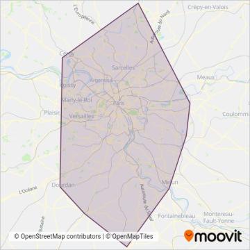 Mapa del área de cobertura de RER