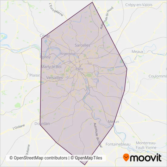 Carte de la zone de couverture de RER