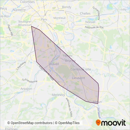 Sénart coverage area map