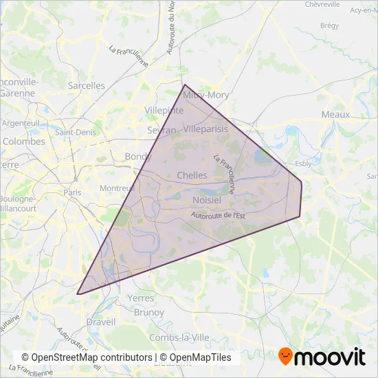 Mapa del área de cobertura de Magical Shuttle